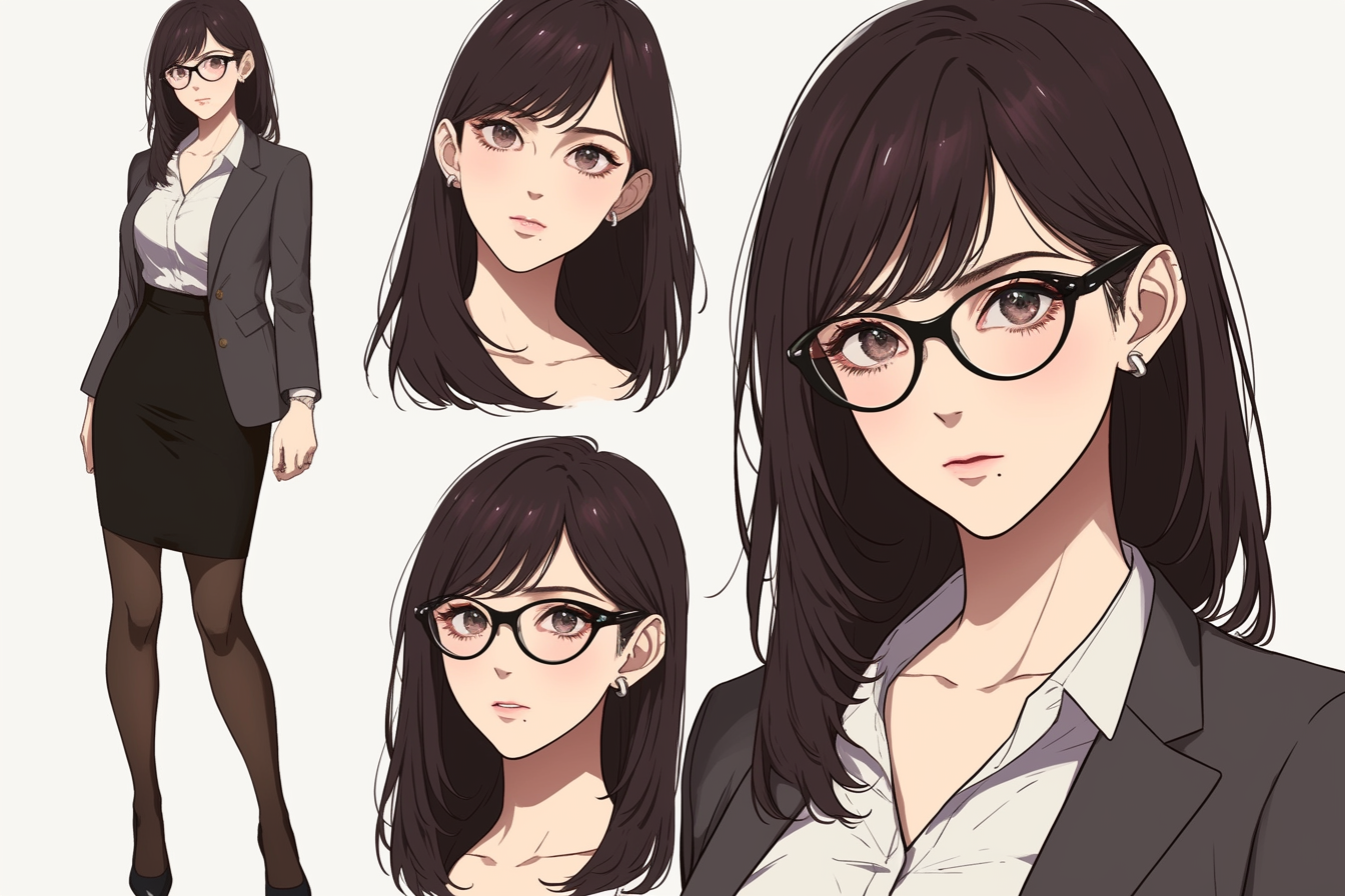 Midjourney character reference sheet for Yuki Tanaka